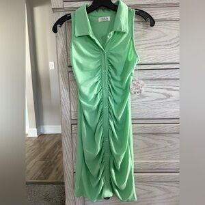 Fashion Nova Mint Green Ribbed Button-Front Midi Dress